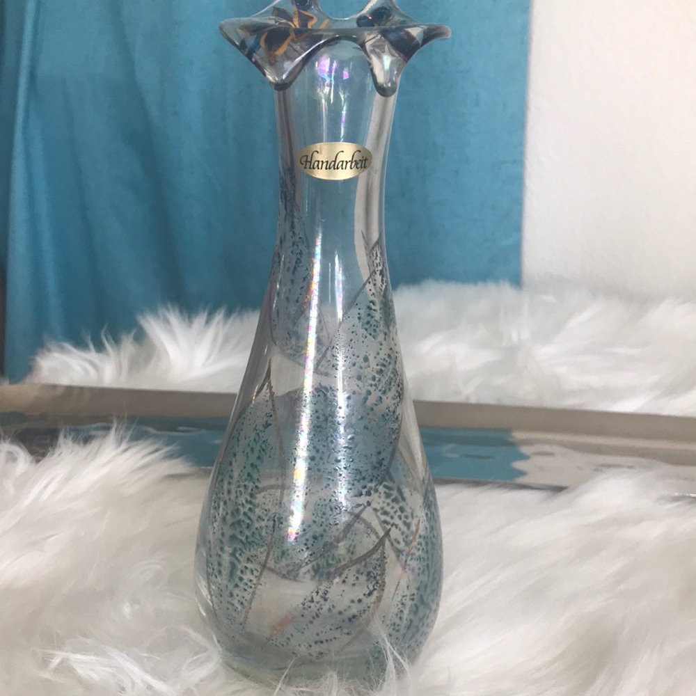 Bud Vase Hand Painted Glass Handmade Unique European Home Accent Decor Gift - Picture 1 of 4